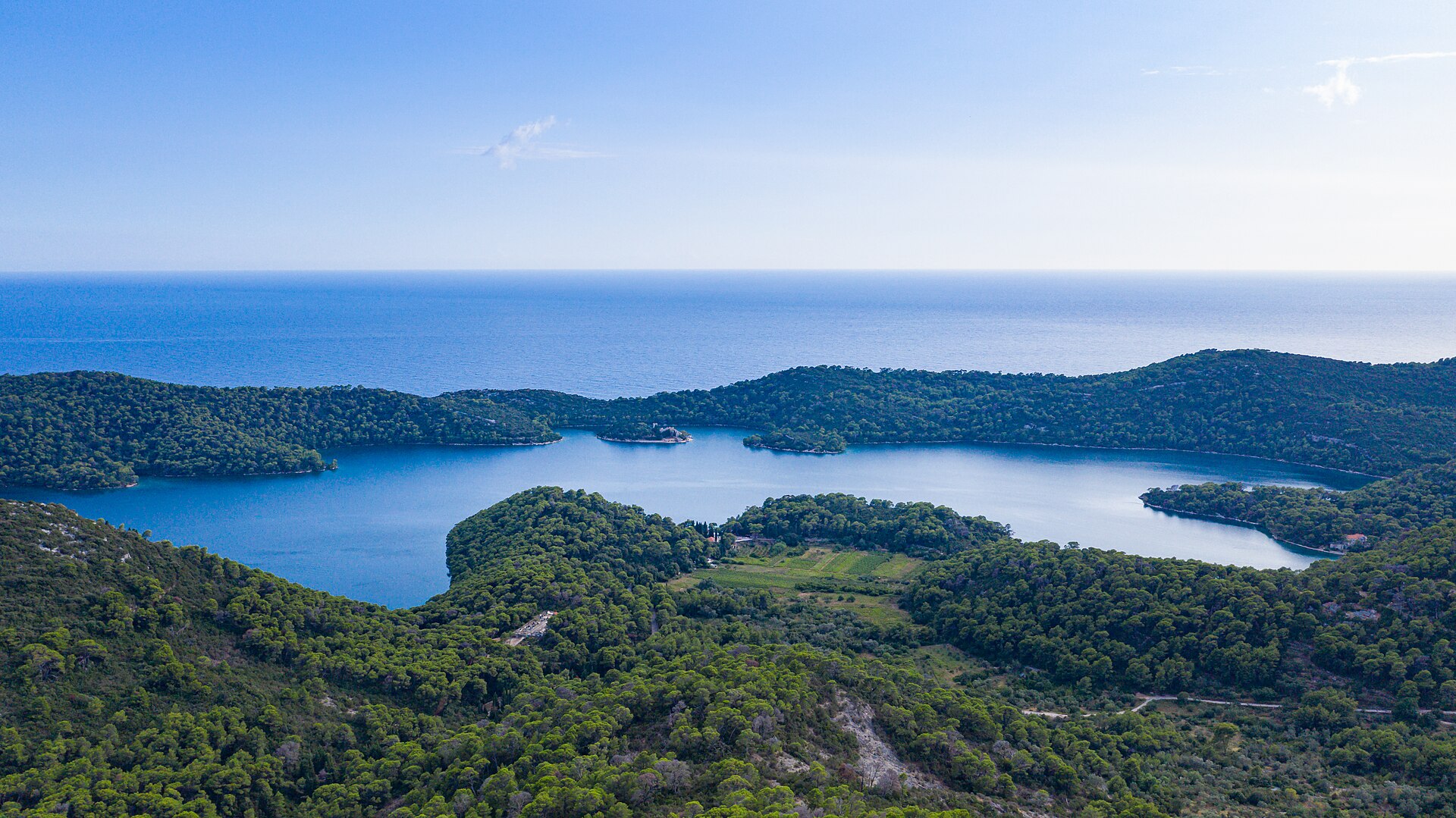 Mljet National Park lakes, aerial